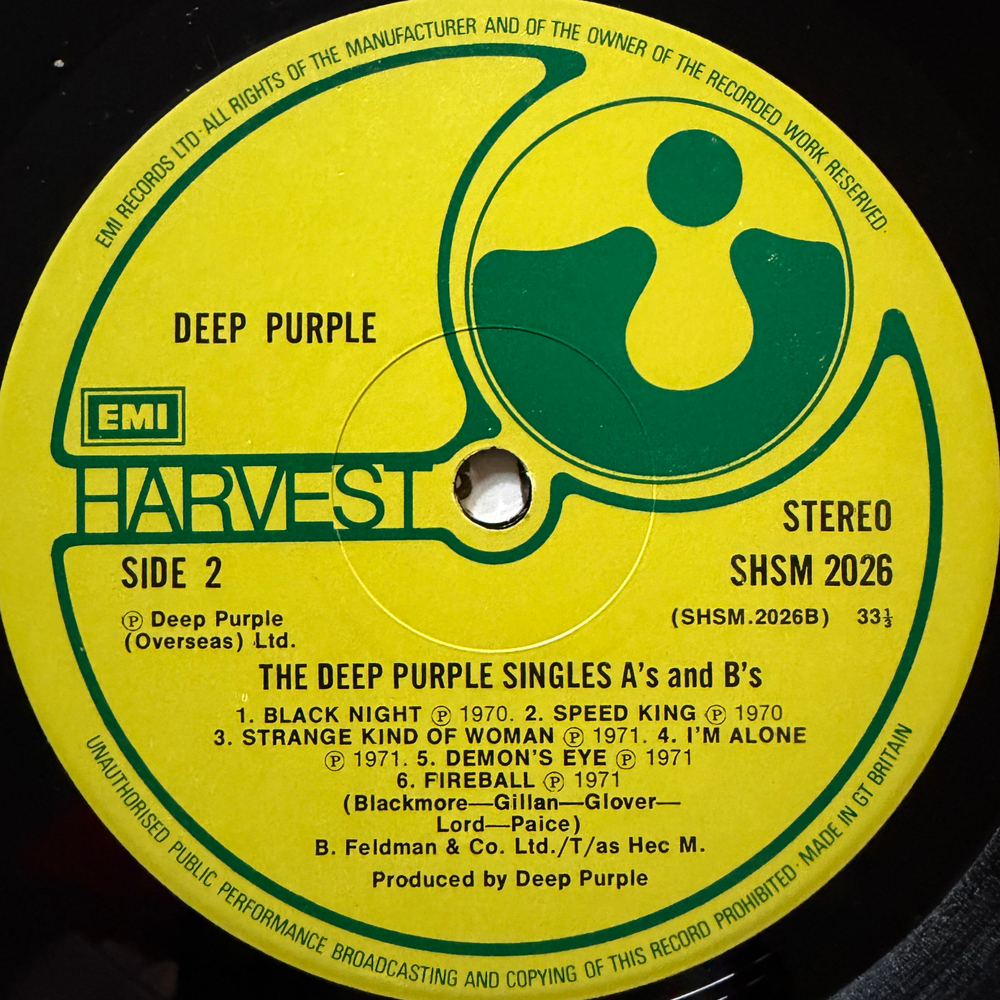 Deep Purple ‎– The Deep Purple Singles A's & B's (Англия 1978г.) Т