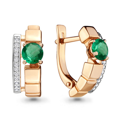 942060Ак Серьги из Золота с бриллиантами, изумрудами