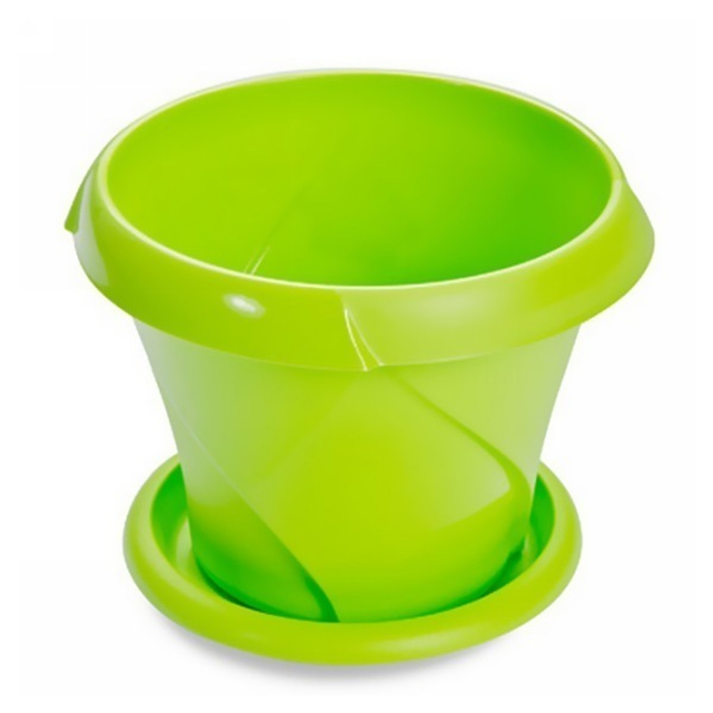 Кашпо для цветов пластиковое 2,8л d-21,5см «Флориана» с поддоном салатовый С386САЛ