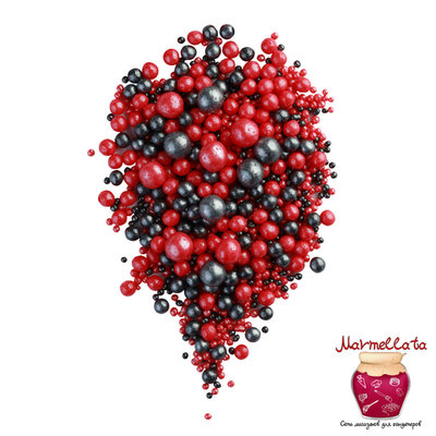 Шоколадный декор "Жемчуг микс красный, черный" 3 размера №166, 100 гр.