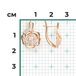Серьги «Камелии» с английским замком из красного золота с фианитами