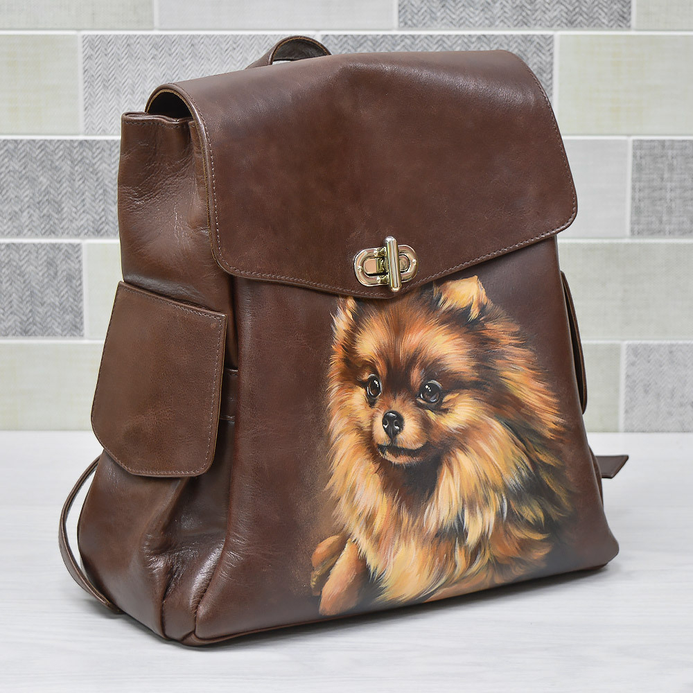 Рюкзак женский "Шпиц", натуральная кожа, ручная работа