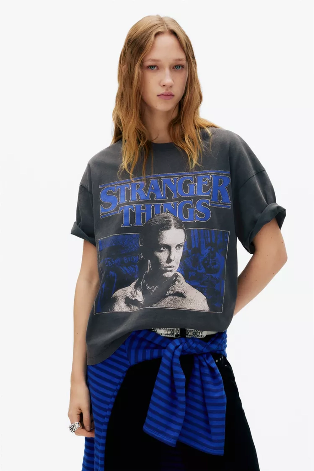 PULL&BEAR Футболка "Stranger Things ", черный