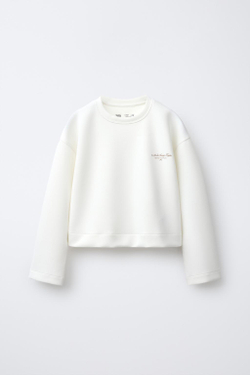 ZARA ХУДИ В СПОРТИВНОМ СТИЛЕ С НАДПИСЬЮ, ЭКРЮ