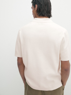 Massimo Dutti Кардиган с короткими рукавами и карманом, натуральный, кремовый