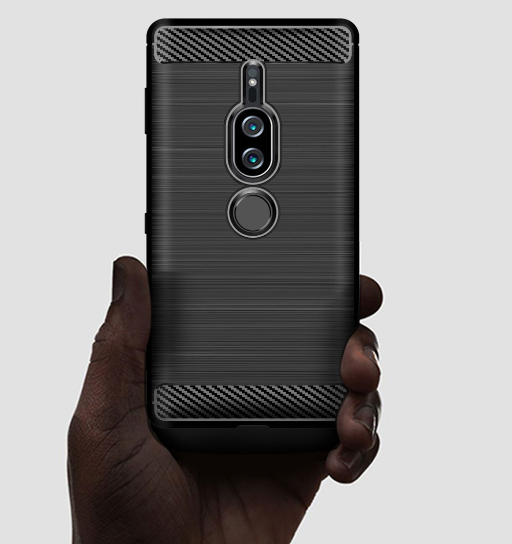 Чехол на Sony Xperia XZ2 Premium цвет Black (черный), серия Carbon от Caseport