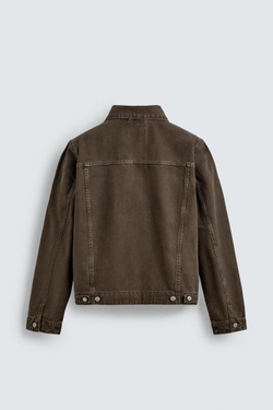 ZARA БАЗОВАЯ ДЖИНСОВАЯ КУРТКА, КОРИЧНЕВЫЙ