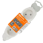 Удлинитель бытовой 3 гн, 3 м, ПВС, 2х0.75 мм2, б/з, 10 А, 250В,с з/ш, бело-сер, TDM, Люкс УЛ3, SQ130