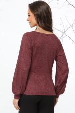 Джемпер трикотажный бордовый с пышными рукавами DStrend (Акция)