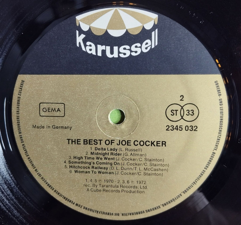 Винтажная виниловая пластинка LP The Best Of Joe Cocker (Germany 1974)