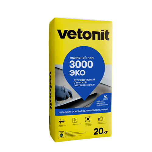 Суперфинишный наливной пол vetonit 3000 эко 20кг