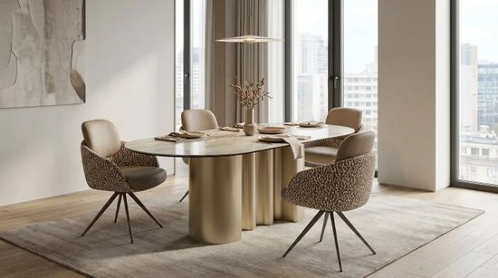 Стол ВЕНТО (VENTO) 280 ТОПАЗ TL-617, испанская керамика / Шампань каркас