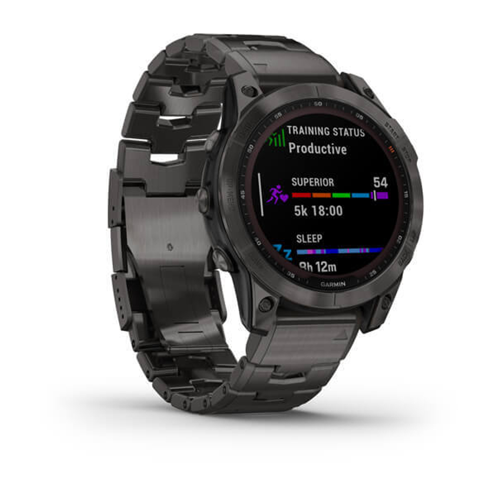 Умные часы Garmin Fenix 7 Sapphire Solar титановый угольно-серый DLC с угольно-серым титановым DLC браслетом