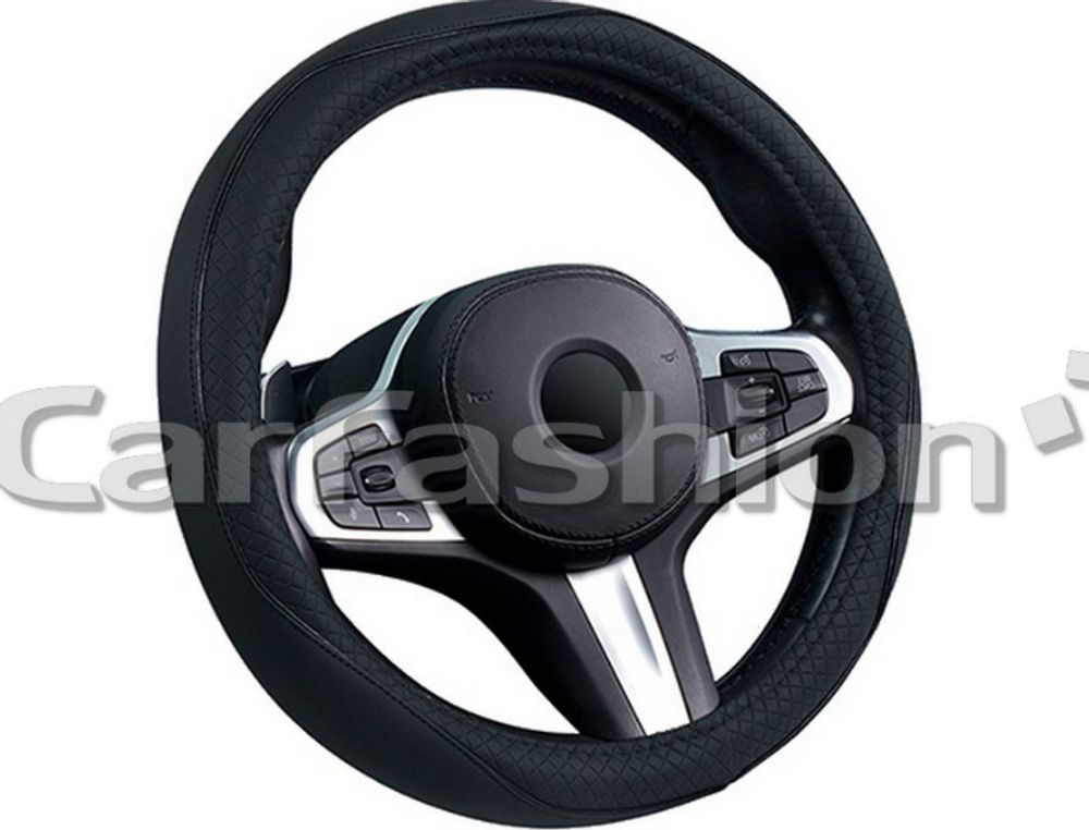 Оплетка на руль круглая CarFashion -XL- «CLUB» 31686 - Экокожа - чёрный,черныйCL
