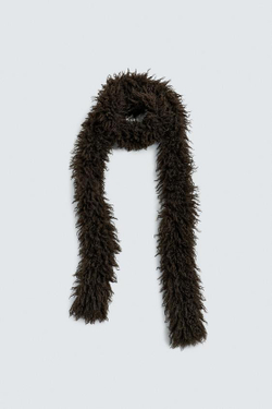 ZARA HARRY LAMBERT X DISNEY ШАРФ ИЗ ИСКУССТВЕННОГО МЕХА, ТЕМНО-КОРИЧНЕВЫЙ