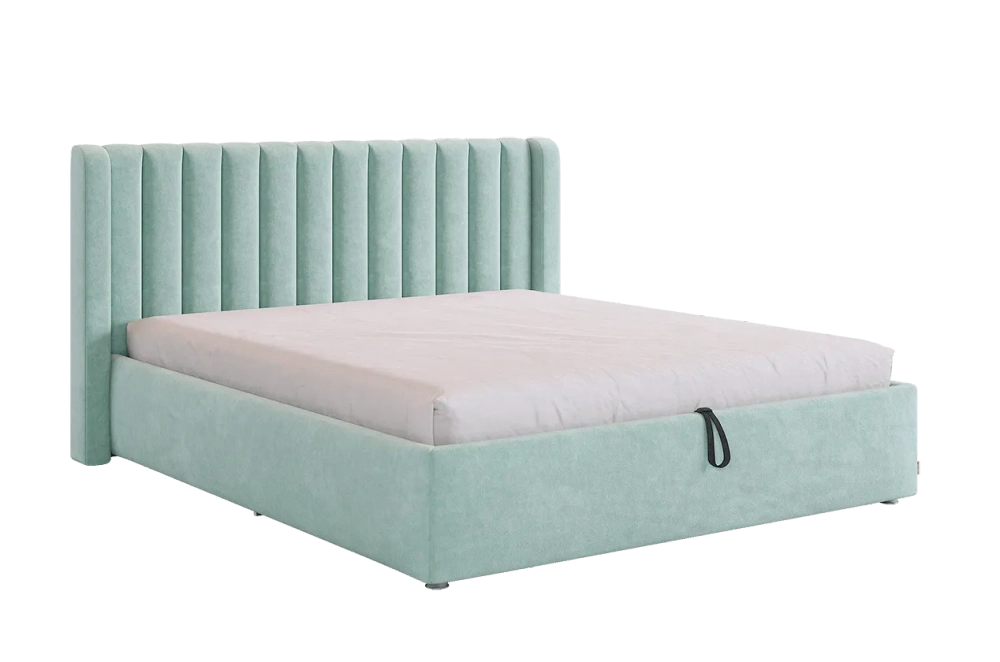 Кровать с подъемным механизмом Ева 160х200 см (галька,графит,капучино,крем,латте,мята,пудра,топаз (велюр))