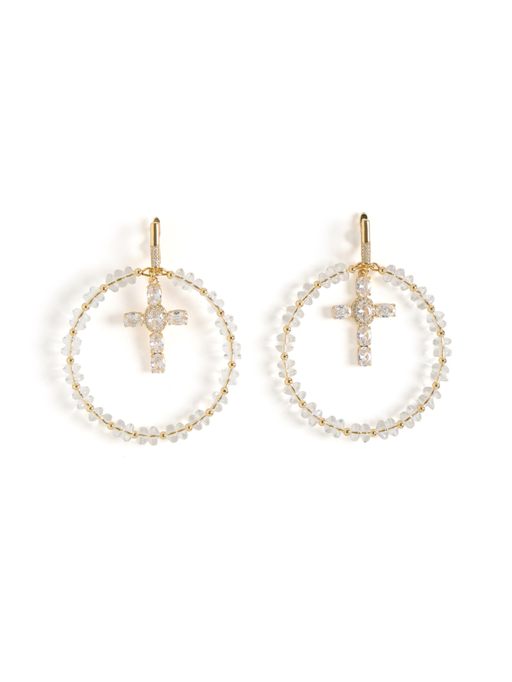 Серьги "White night" из горного хрусталя Gold