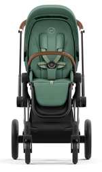 Коляска 3 в 1 Cybex Priam IV Chrome Brown complete и автокресло Cloud T i-Size Cozy Beige Plus Leaf Green