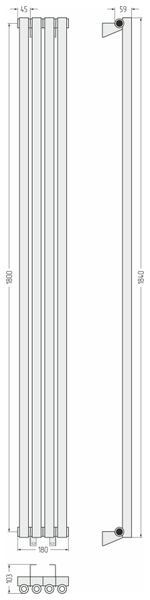 Сунержа Эстет-0 1800х180 4 секции