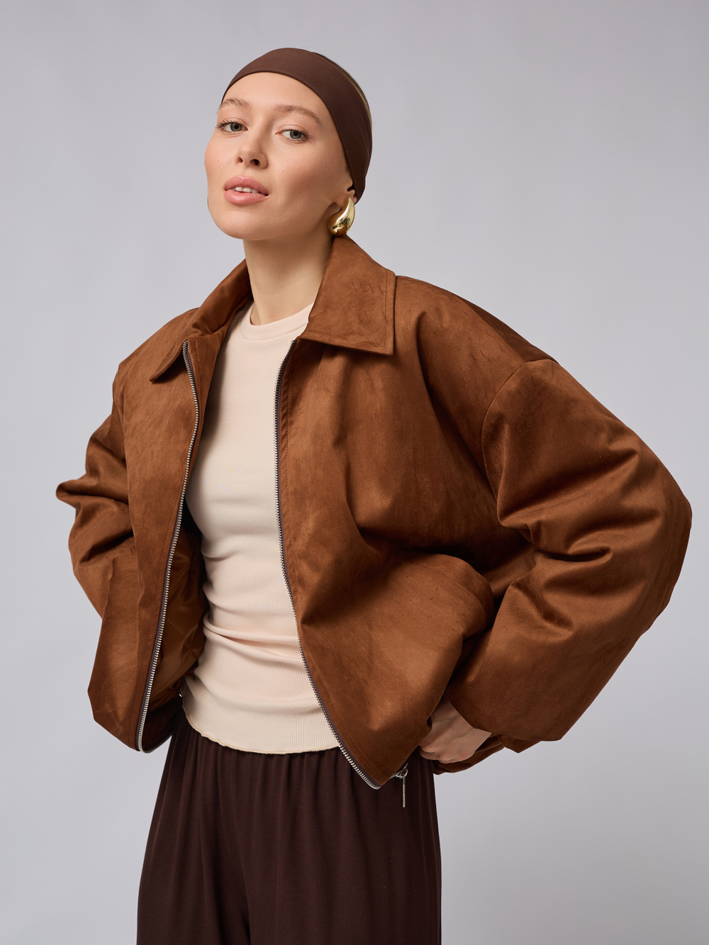 Бомбер утепленный из замши