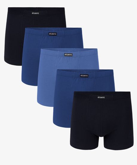 Трусы мужские боксеры (5шт), Atlantic 5SMH-001, темно-синие + деним + светло-голубые