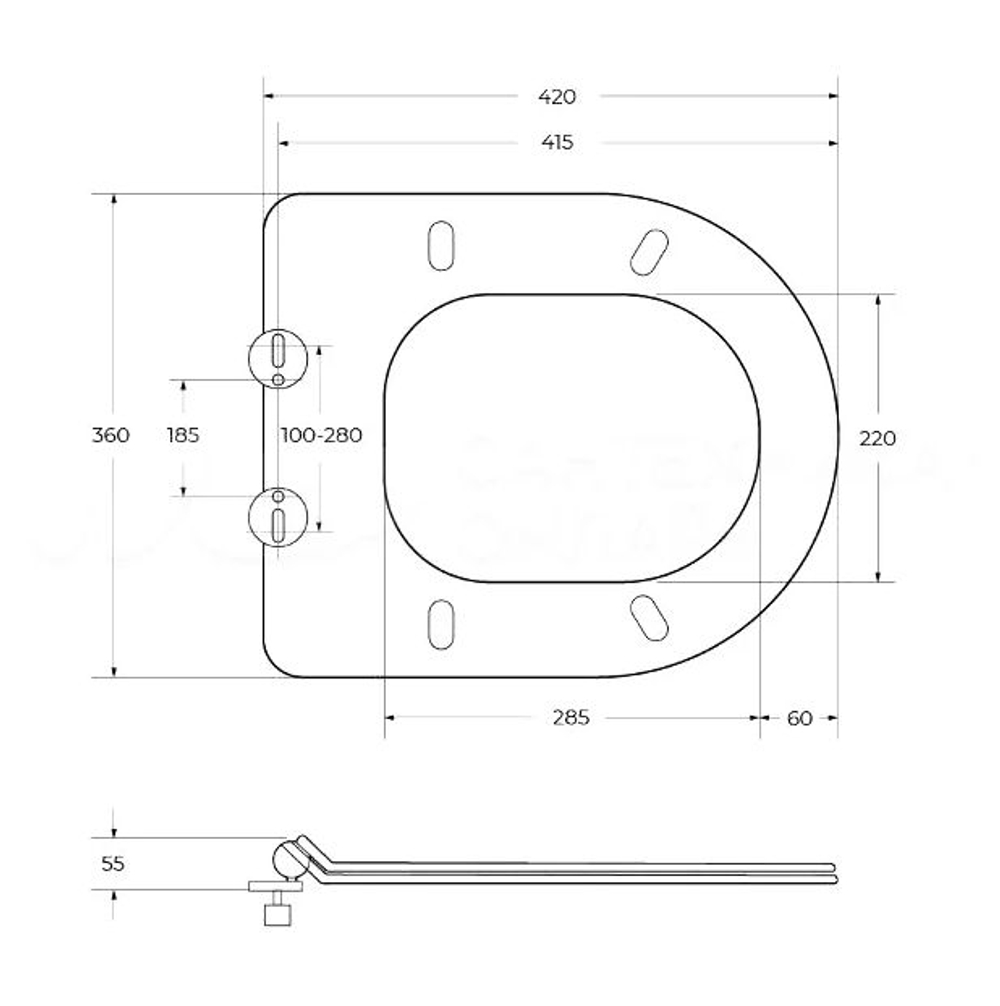 Унитаз подвесной Cezares STYLUS CZR-513-TH-R безободковый с сиденьем CZR-076-SC