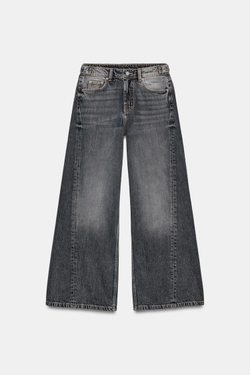 ZARA ДЖИНСЫ Z1975 WIDE LEG СО СРЕДНЕЙ ПОСАДКОЙ И ШВАМИ, СЕРЫЙ