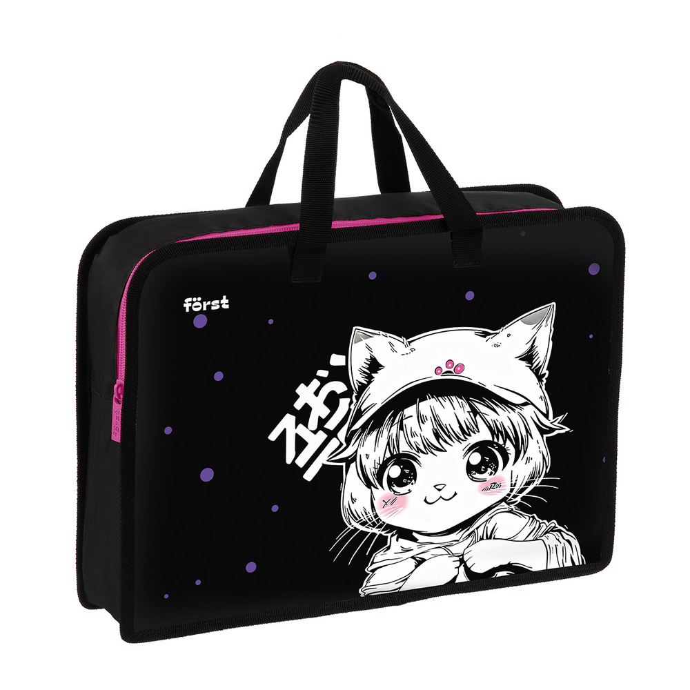 Папка с ручками 1 отделение, А4 Först "Plush Dream", 340*245*75мм, пластик, на молнии