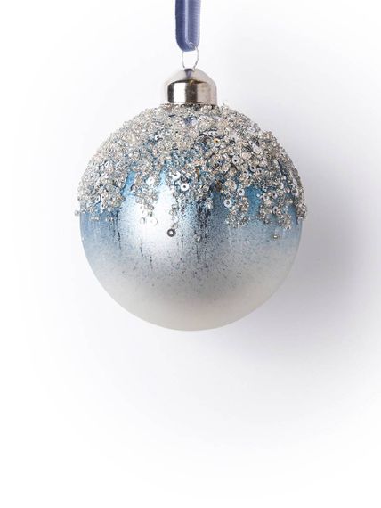 Винтажный стеклянный шар Снежный барс 8 см., 1 шт., Karlsbach (14492)