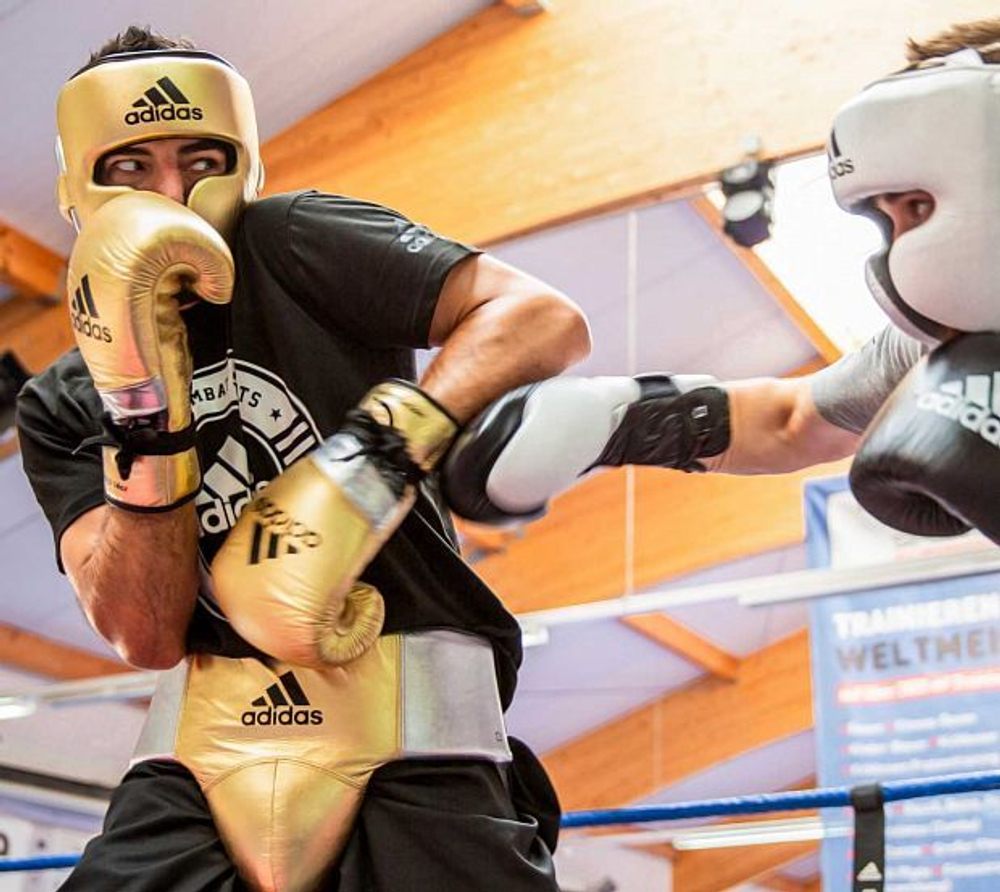 Перчатки боксерские AdiSpeed Metallic золото-серебристо-черные adiSBG501ProM