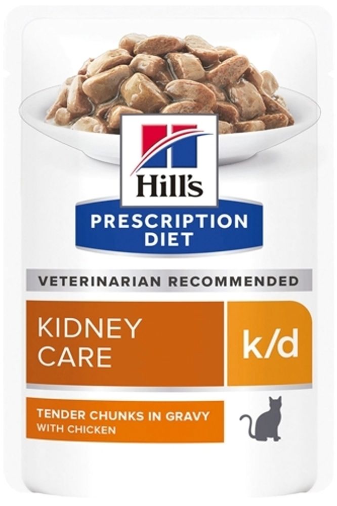 Влажный диетический корм Hill&#39;s Prescription Diet k/d Kidney Care для кошек при хронической болезни почек, с курицей 85 г