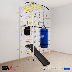Шведская стенка Sv Sport усиленная 65530 (Турник рукоход/Брусья/Скамья/Канат/Лестница/Цепь/Мешок 30кг/Канатный лаз)