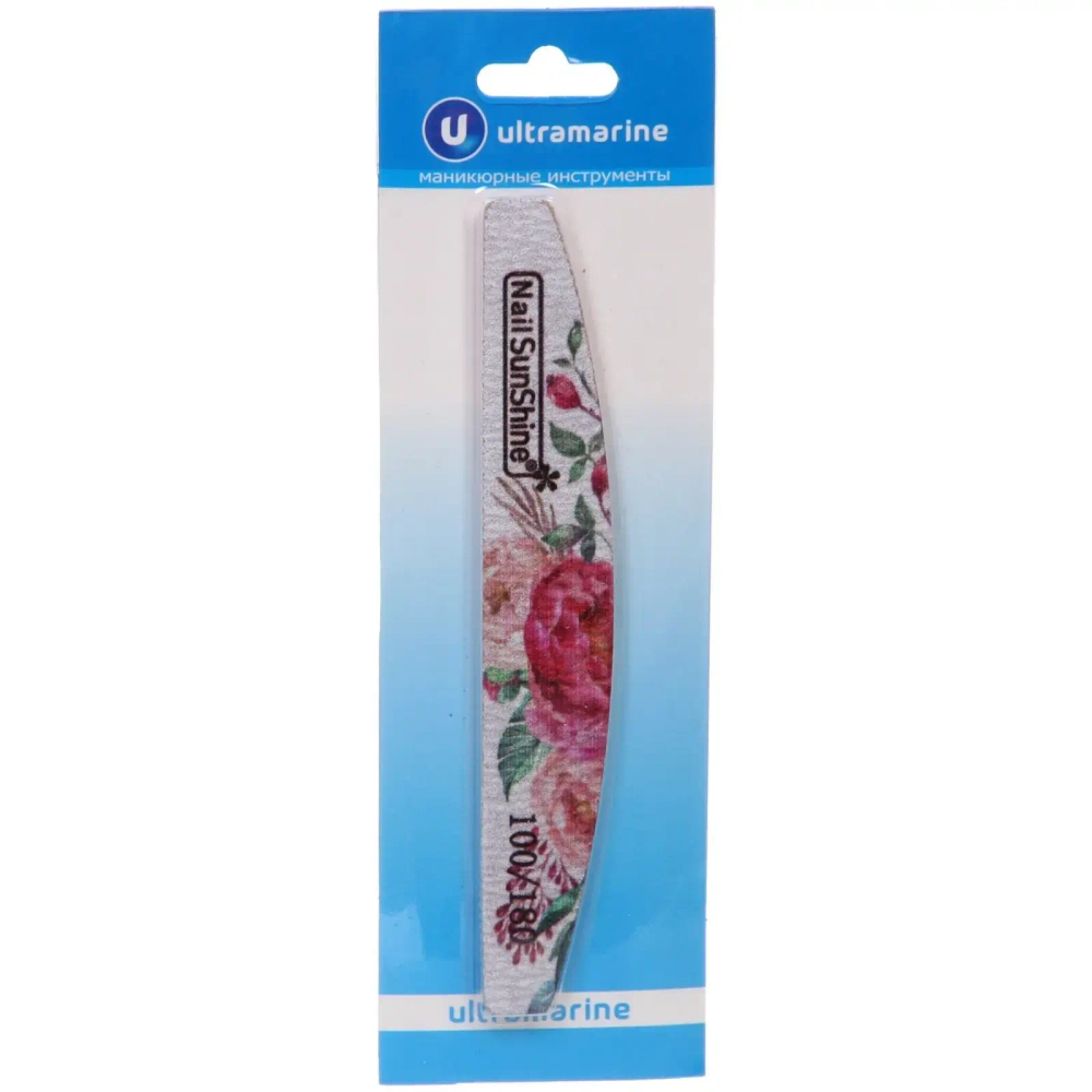Пилка наждачная профессиональная «ЭЛЛА», пионы, 100/180грит, 2,8*17,8см (блистер Ultramarine)