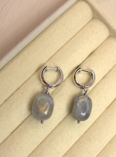 Серьги с натуральным лабрадором "Сияние"