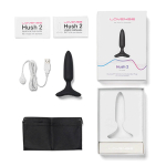 Черная анальная вибропробка 2,5см с управлением через приложение Lovense Hush 2 Anal Vibrating Butt Plug Size XS Black