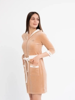 Халат велюровый молодежный с капюшоном