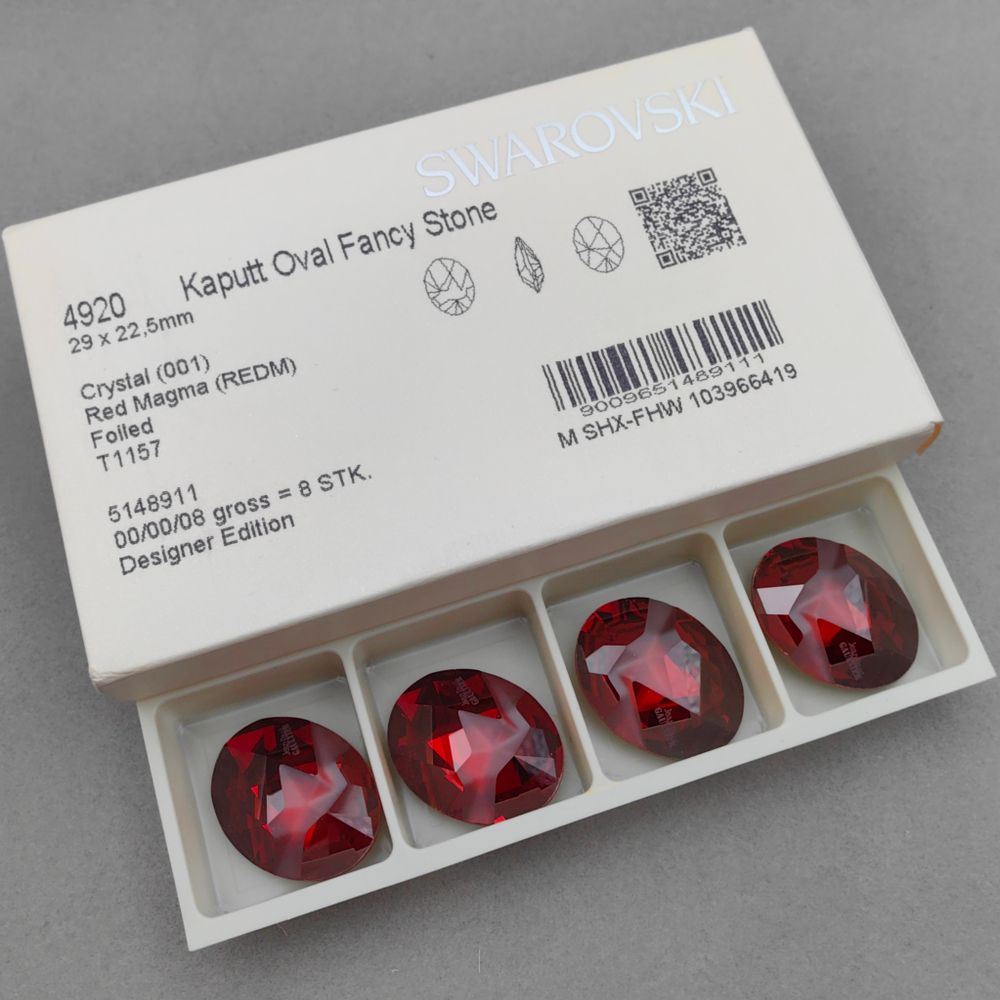 Swarovski 4920 Kaputt Oval, Crystal Red Magma F