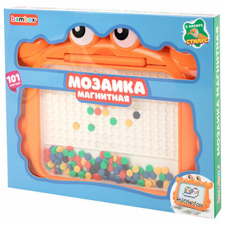 Мозаика магнитная развивающая для детей "Краб", стилус, 101 магнит, 10 карточек, BAMBOX, 665889