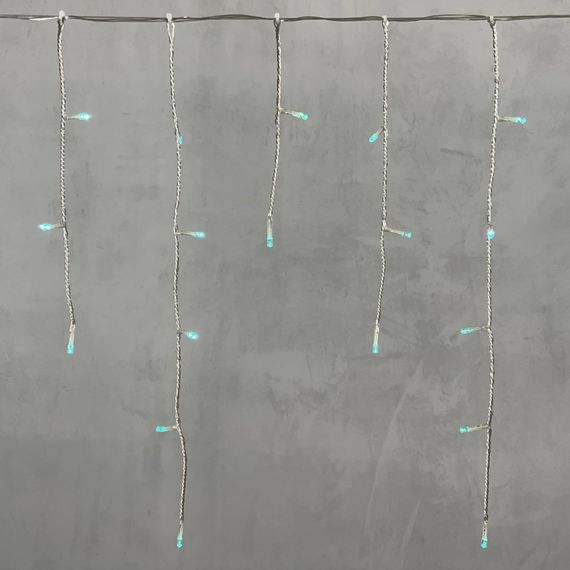 Светодиодная бахрома 3*0.5 м., 3 батарейки типа D 4.5V, 100 LED ламп цвета аква, прозрачный силикон, LTC (ECC100-10-8A)