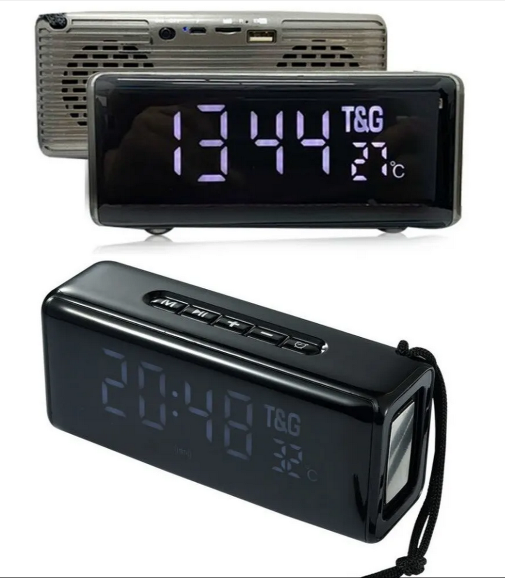 Беспроводная колонка TG-174 (5W/TF/USB/FM) ЧАСЫ