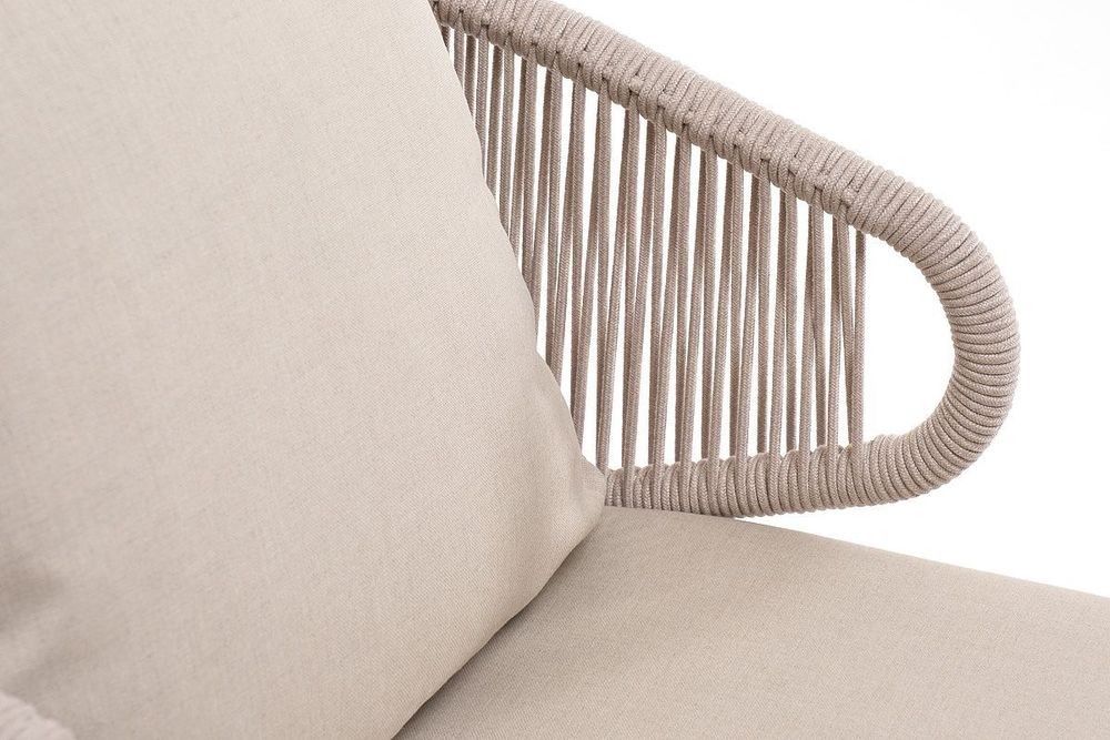 "Милан" лаунж-зона 4-местная плетеная из роупа (веревки), каркас алюминиевый белый, роуп бежевый