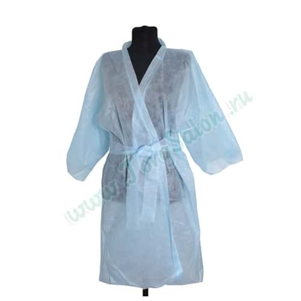 Халат кимоно одноразовый, с рукавами (голубой), sms, 5 шт.