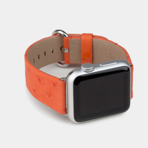 Ремешок для Apple Watch 44/45/46 mm из кожи страуса, оранжевого цвета