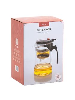 Чайник с кнопкой из боросиликатного стекла 700 мл