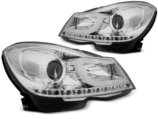 Передние фары Tube Light для Mercedes C-Class W204 (11-14) Chrome
