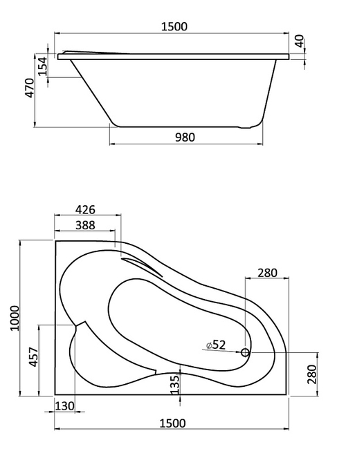 Ванна акриловая Santek Ибица 150х100 пристенная (1.WH11.2.035)