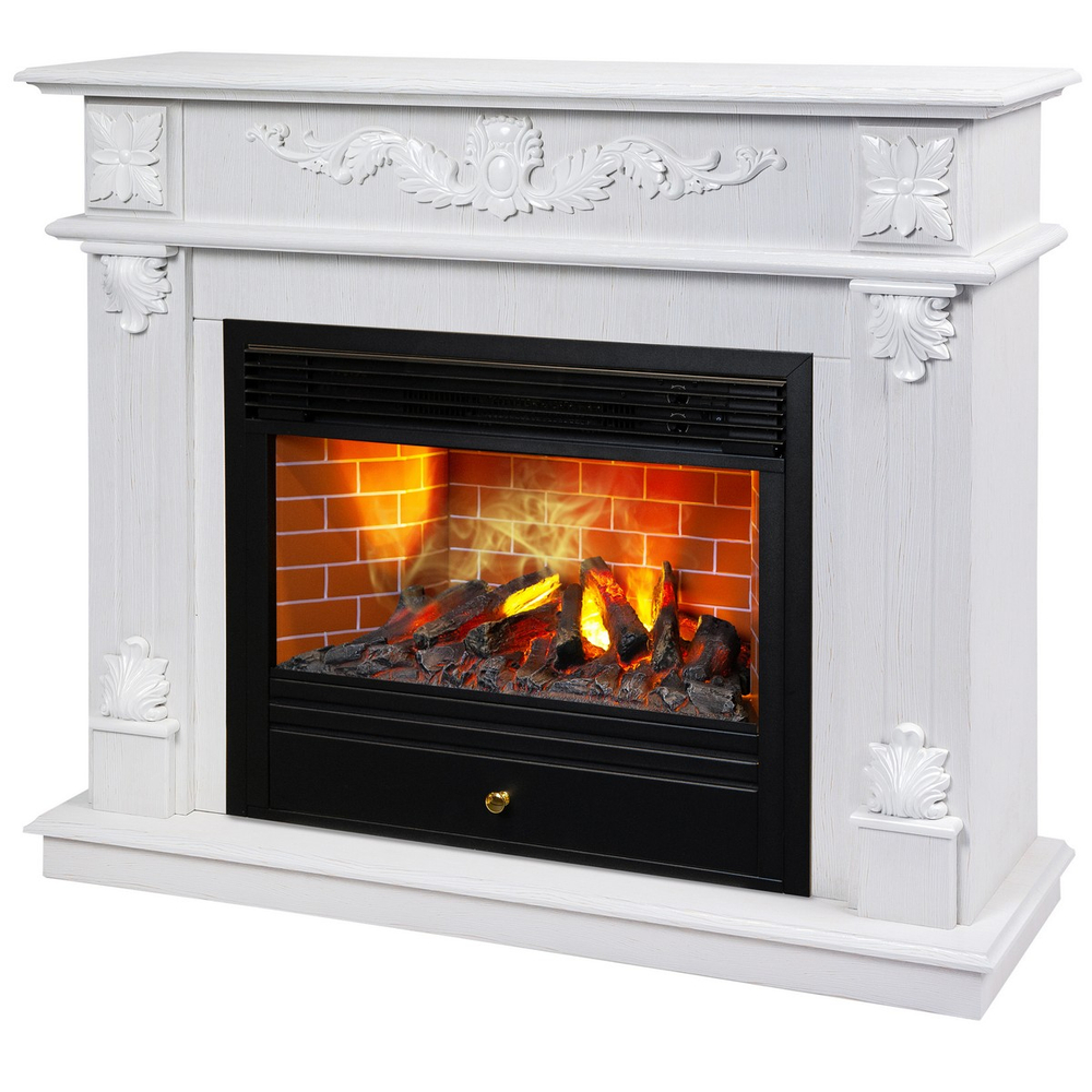 Электрокамин RealFlame Philadelphia 25,5/26 WT белое золото с очагом 3D Novara