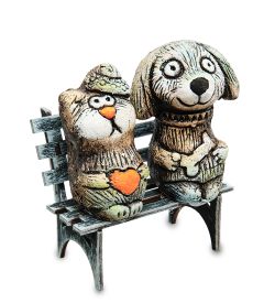 КоКо Шамель KK-689 Фигурка «Кот и пес на скамейке» шамот