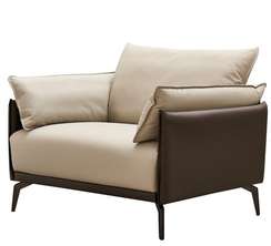 Кресло Dako, натуральная кожа, бежевый, коричневый