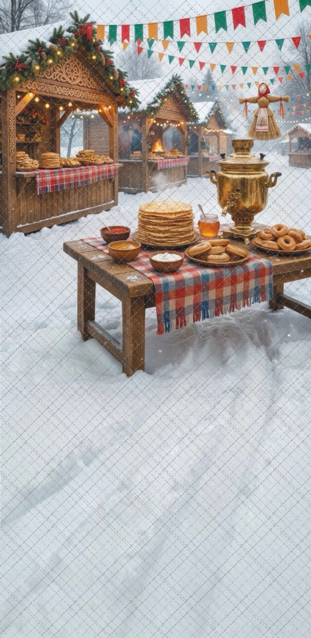 Масленица №9.1 улица - фон неопреновый